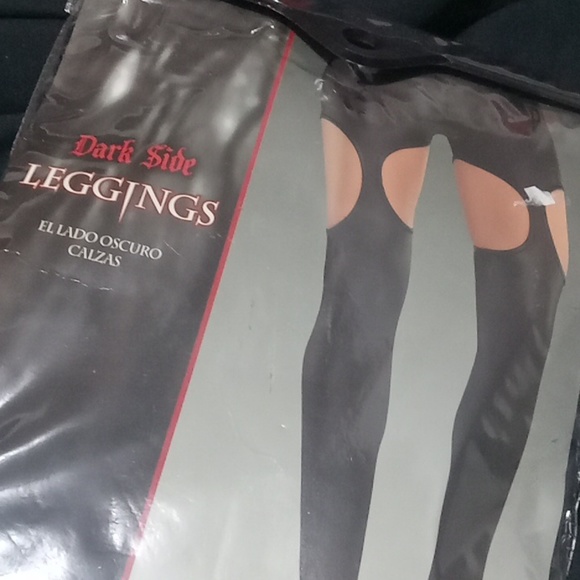 2 pairs!Dark Side Goth faux Leather leggings sexy Cut out brand new! Never worn - Picture 2 of 3